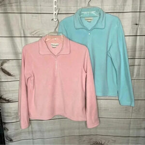 Chadwicks Womens Fleece Jackets Bundle Medium Pink Blue Full Zip Long Sleeved